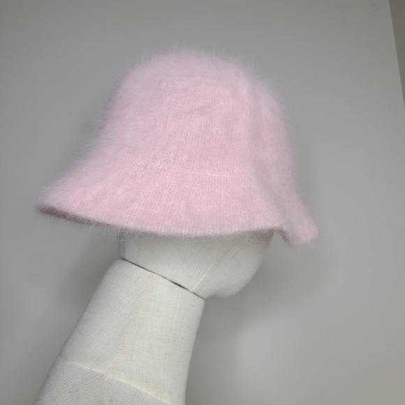Angora Rabbit Blend Fuzzy Bucket Hat‎ Winter Warm Fuzzy Y2K Pink - Picture 2 of 4